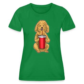 Pudel Becher to go - Frauen Funktions-T-Shirt - Kelly Green - Vorne - AI Model Female 172 dark (172cm)
