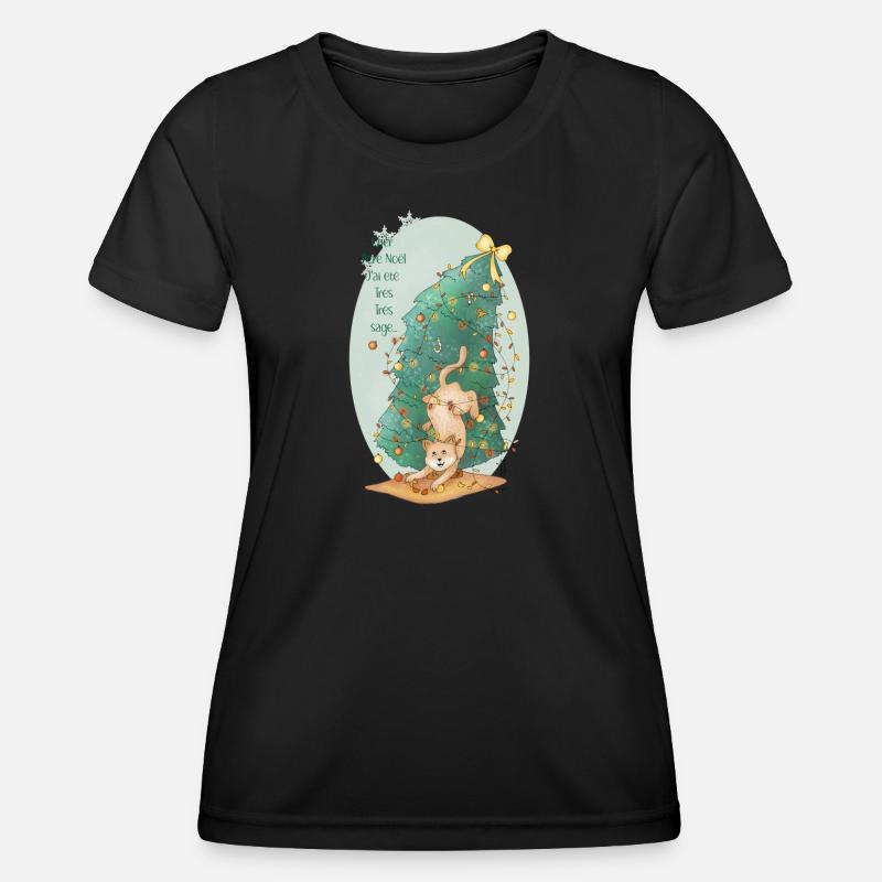chat_sapin - Women's Functional T-Shirt - black