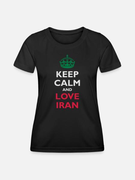 Keep Calm & Love Iran - Frauen Funktions-T-Shirt - Schwarz