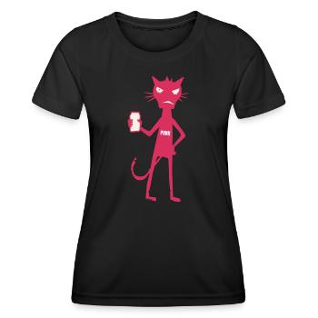 Kleine Monster: Punk-Katzen-Neon-Attitüde - Frauen Funktions-T-Shirt - Schwarz - Vorne - AI Model Female 172 light (172cm)