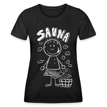 Dampf Sauna Strichmännchen - Frauen Funktions-T-Shirt - Schwarz - Vorne - AI Model Female 172 light (172cm)