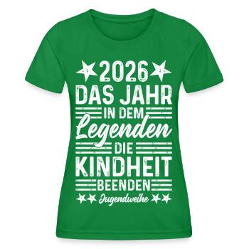 2026 Das Jahr in dem Legenden die Kindheit beenden - Frauen Funktions-T-Shirt - Kelly Green - Vorne - AI Model Female 172 dark (172cm)