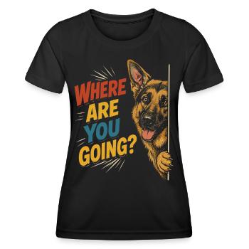 Curious dog, funny look - Women's Functional T-Shirt - black - Front - AI Model Female 172 light (172cm)