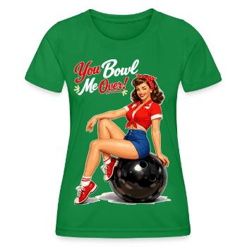 Pin-up rétro de bowling : Tu me renverses ! - T-shirt sport Femme - vert - Devant - AI Model Female 172 dark (172cm)