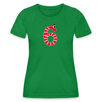 Zahl 6 Schlange rot Kinder - Frauen Funktions-T-Shirt - Kelly Green - Vorne - AI Model Female 172 dark (172cm)