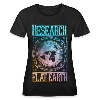 Research Flat Earth - Women's Functional T-Shirt - black - Front - AI Model Female 172 light (172cm)