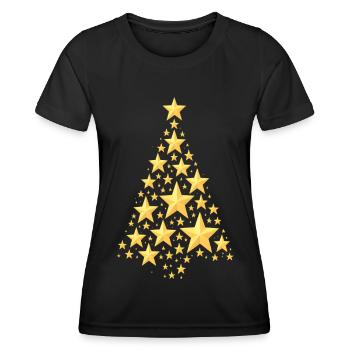 SAPIN DE NOËL AVEC DES ÉTOILES - T-shirt sport Femme - noir - Devant - AI Model Female 172 light (172cm)