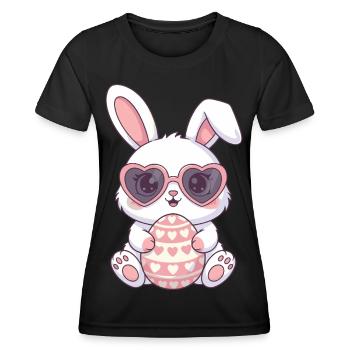 Herzhasen Osterei Charm - Frauen Funktions-T-Shirt - Schwarz - Vorne - AI Model Female 172 light (172cm)