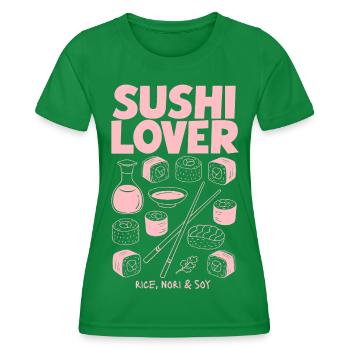 Sushi-Liebhaber Pink Neon Illustration - Frauen Funktions-T-Shirt - Kelly Green - Vorne - AI Model Female 172 dark (172cm)