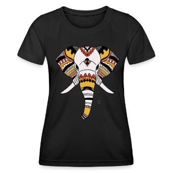Ethnic elephant color Africa - Women's Functional T-Shirt - black - Front - AI Model Female 172 light (172cm)