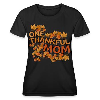 Thankful Mom Mama Herbst Blätter Dankbarkeit - Frauen Funktions-T-Shirt - Schwarz - Vorne - AI Model Female 172 light (172cm)