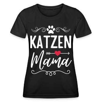 Katzen Mama Katze Mutter - Frauen Funktions-T-Shirt - Schwarz - Vorne - AI Model Female 172 light (172cm)