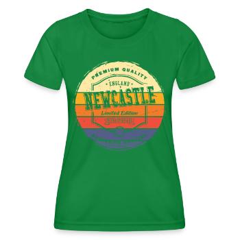Newcastle England UK City Vintage Retro Skyline - Women's Functional T-Shirt - kelly green - Front - AI Model Female 172 dark (172cm)