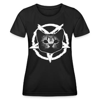 Chat satanique dans Pentagramme - T-shirt sport Femme - noir - Devant - AI Model Female 172 light (172cm)