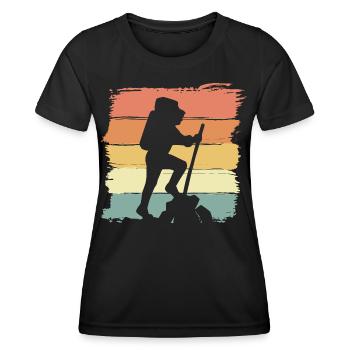 Randonnée Trekking rétro - T-shirt sport Femme - noir - Devant - AI Model Female 172 light (172cm)