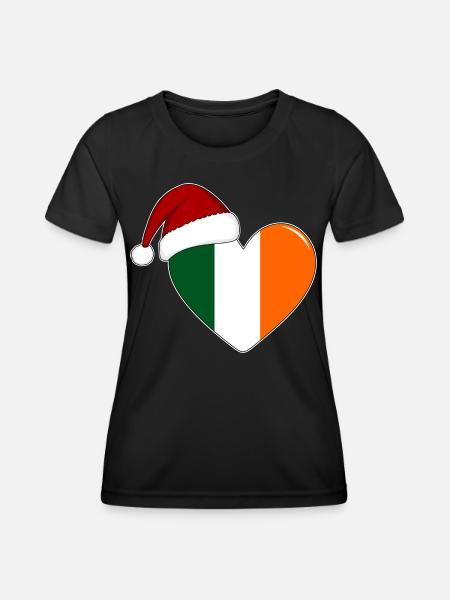 Drapeau de l’Irlande coeur de Noël - T-shirt sport Femme - noir