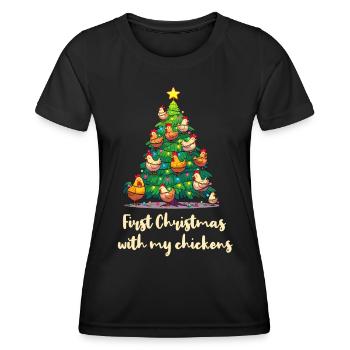 Weihnachten mit Hühnern Hühnerbesitzer Hühnerstall - Frauen Funktions-T-Shirt - Schwarz - Vorne - AI Model Female 172 light (172cm)
