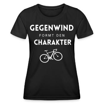 Gegenwind formt den Charakter - Frauen Funktions-T-Shirt - Schwarz - Vorne - AI Model Female 172 light (172cm)