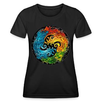Les éléments - T-shirt sport Femme - noir - Devant - AI Model Female 172 light (172cm)