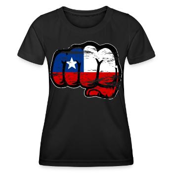 Chile Flagge Faust used - Frauen Funktions-T-Shirt - Schwarz - Vorne - AI Model Female 172 light (172cm)