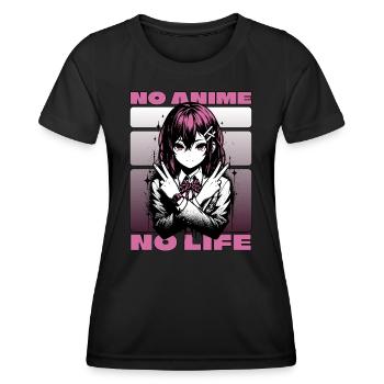 Anime Manga Fille // PAS D’ANIME - PAS DE VIE // AS001 - T-shirt sport Femme - noir - Devant - AI Model Female 172 light (172cm)