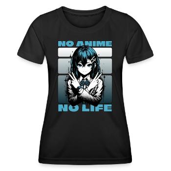 Anime Manga Fille // PAS D’ANIME - PAS DE VIE // AS002 - T-shirt sport Femme - noir - Devant - AI Model Female 172 light (172cm)