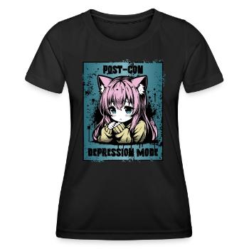 Anime Manga Girl // Post-Con Depression // AS003 - Women's Functional T-Shirt - black - Front - AI Model Female 172 light (172cm)