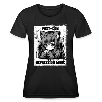 Anime Manga Girl // Post-Con Depression // AS004 - Frauen Funktions-T-Shirt - Schwarz - Vorne - AI Model Female 172 light (172cm)