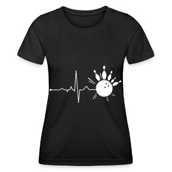 Bowling Herzschlag Bowlingspieler - Frauen Funktions-T-Shirt - Schwarz - Vorne - AI Model Female 172 light (172cm)