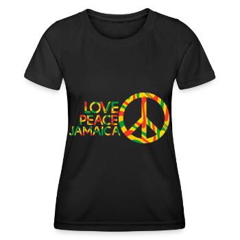 Peace Love Jamaica - Frauen Funktions-T-Shirt - Schwarz - Vorne - AI Model Female 172 light (172cm)