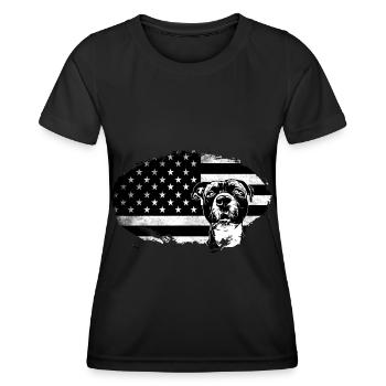 American Staffordshire / Staff / Camp Dog Dogs - Women's Functional T-Shirt - black - Front - AI Model Female 172 light (172cm)