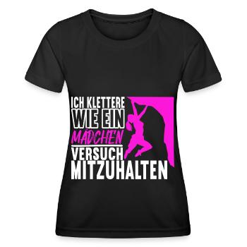 Klettern Kletterer - Frauen Funktions-T-Shirt - Schwarz - Vorne - AI Model Female 172 light (172cm)