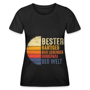 Bier Hund Hundepapa Spruch Lustig Bart Geschenk - Frauen Funktions-T-Shirt - Schwarz - Vorne - AI Model Female 172 light (172cm)