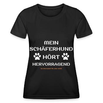 mein schäferhund hört geschenk idee - Frauen Funktions-T-Shirt - Schwarz - Vorne - AI Model Female 172 light (172cm)