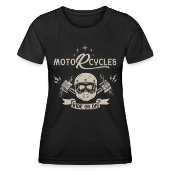 Motorcycles Ride Gold Die Biker Reiten oder Sterben - Frauen Funktions-T-Shirt - Schwarz - Vorne - AI Model Female 172 light (172cm)