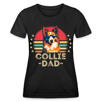 Collie avec lunettes de soleil rétro - T-shirt sport Femme - noir - Devant - AI Model Female 172 light (172cm)