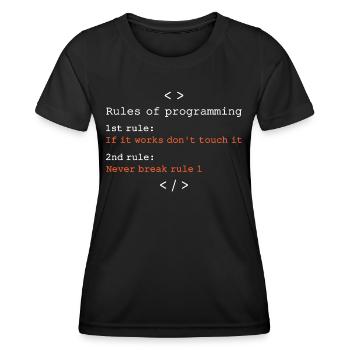 Regeln der Programmierung - Frauen Funktions-T-Shirt - Schwarz - Vorne - AI Model Female 172 light (172cm)