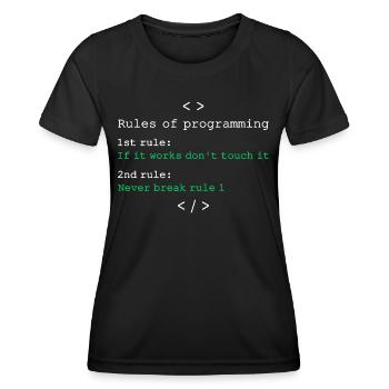 Regeln der Programmierung - Frauen Funktions-T-Shirt - Schwarz - Vorne - AI Model Female 172 light (172cm)
