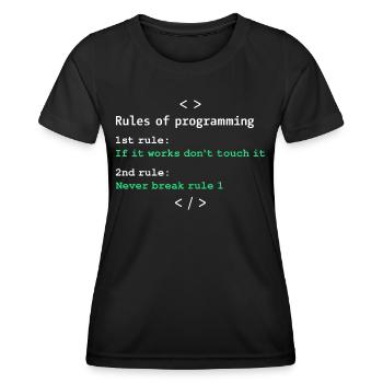 Regeln der Programmierung - Frauen Funktions-T-Shirt - Schwarz - Vorne - AI Model Female 172 light (172cm)