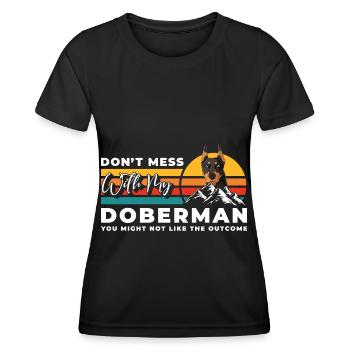 Dobermann Hunderasse Hundefreund - Frauen Funktions-T-Shirt - Schwarz - Vorne - AI Model Female 172 light (172cm)