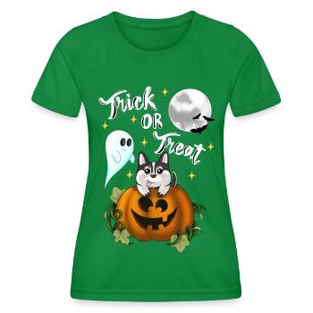 Trick or treat chien blanc - T-shirt sport Femme - vert - Devant - AI Model Female 172 dark (172cm)
