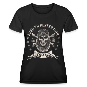 1963 Geburtstag Aged to perfection Rock Hard - Frauen Funktions-T-Shirt - Schwarz - Vorne - AI Model Female 172 light (172cm)