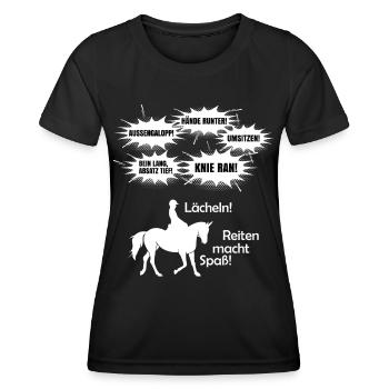 Reiten macht Spaß! Reitlehrer Kommandos - Frauen Funktions-T-Shirt - Schwarz - Vorne - AI Model Female 172 light (172cm)