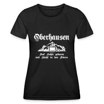 Oberhausen Auf Kohle geboren mit Stahl - Frauen Funktions-T-Shirt - Schwarz - Vorne - AI Model Female 172 light (172cm)