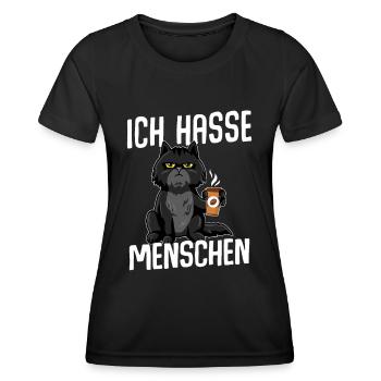 Cat I Hate People BLACK - Women's Functional T-Shirt - black - Front - AI Model Female 172 light (172cm)