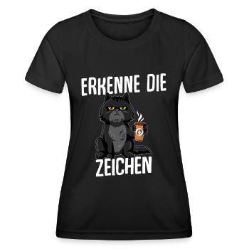 Cat Recognize the Signs Black - Women's Functional T-Shirt - black - Front - AI Model Female 172 light (172cm)