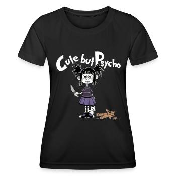 Cute but psycho Fun Gothic Girl - Frauen Funktions-T-Shirt - Schwarz - Vorne - AI Model Female 172 light (172cm)