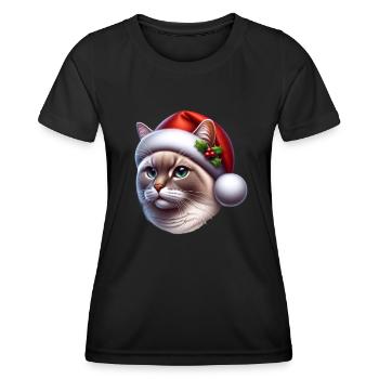 Chat de Noël - T-shirt sport Femme - noir - Devant - AI Model Female 172 light (172cm)