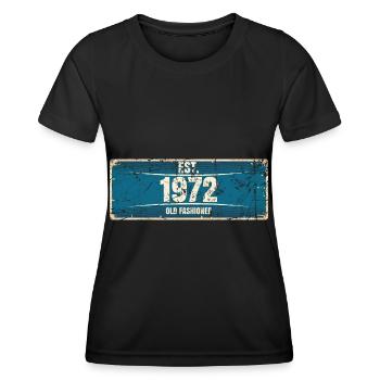 50. Geburtstag 1972 Nummernschild - Frauen Funktions-T-Shirt - Schwarz - Vorne - AI Model Female 172 light (172cm)