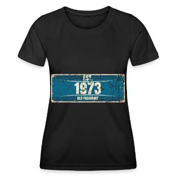 50. Geburtstag 1973 Nummernschild - Frauen Funktions-T-Shirt - Schwarz - Vorne - AI Model Female 172 light (172cm)